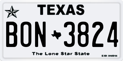TX license plate BON3824