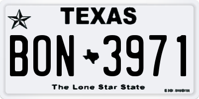 TX license plate BON3971