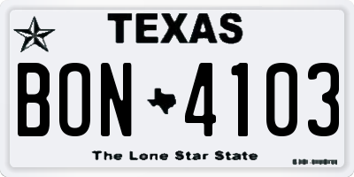TX license plate BON4103
