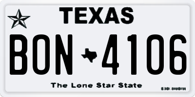 TX license plate BON4106