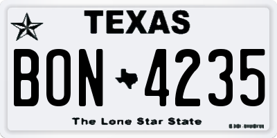 TX license plate BON4235
