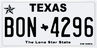 TX license plate BON4296