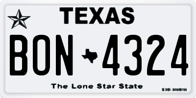 TX license plate BON4324