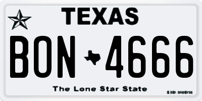 TX license plate BON4666