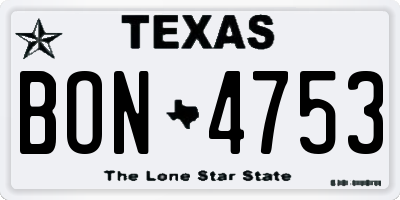TX license plate BON4753