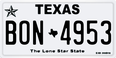 TX license plate BON4953
