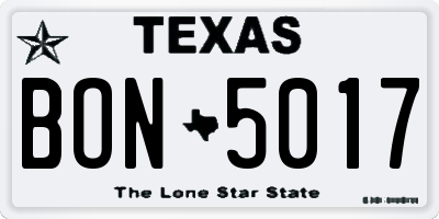 TX license plate BON5017