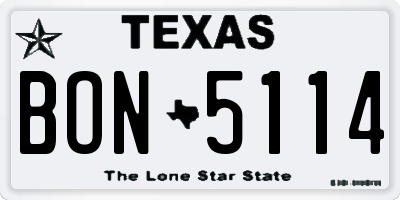 TX license plate BON5114