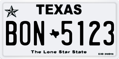 TX license plate BON5123