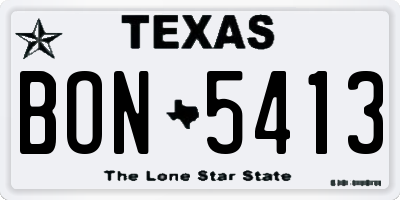 TX license plate BON5413