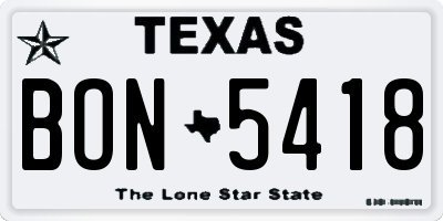 TX license plate BON5418