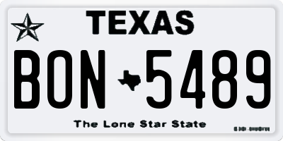 TX license plate BON5489