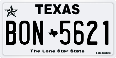 TX license plate BON5621