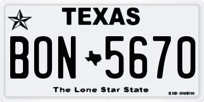 TX license plate BON5670