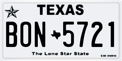 TX license plate BON5721
