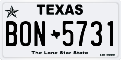TX license plate BON5731