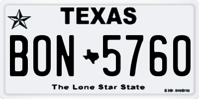 TX license plate BON5760
