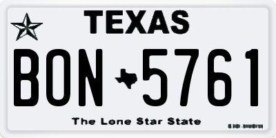 TX license plate BON5761