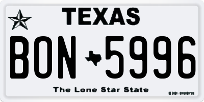 TX license plate BON5996