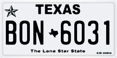 TX license plate BON6031