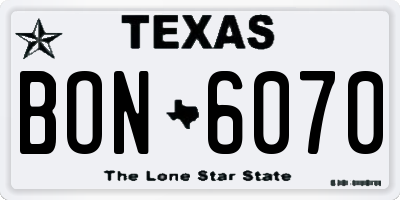 TX license plate BON6070
