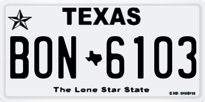 TX license plate BON6103