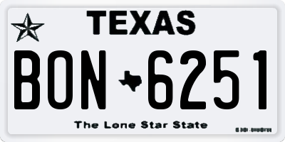 TX license plate BON6251