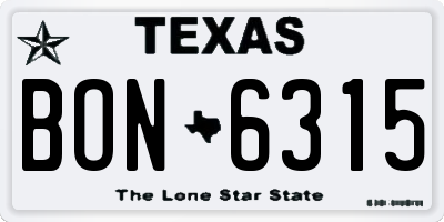 TX license plate BON6315