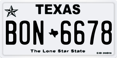 TX license plate BON6678