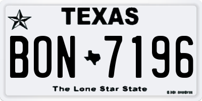 TX license plate BON7196