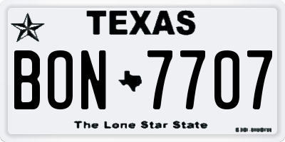 TX license plate BON7707