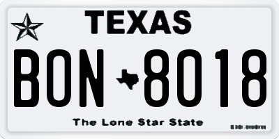 TX license plate BON8018