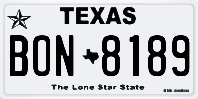 TX license plate BON8189
