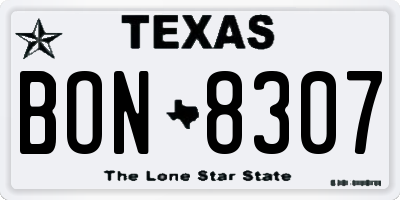 TX license plate BON8307
