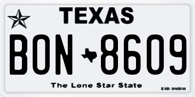 TX license plate BON8609
