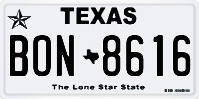 TX license plate BON8616