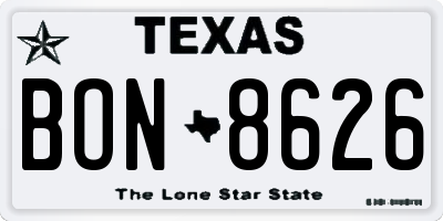 TX license plate BON8626