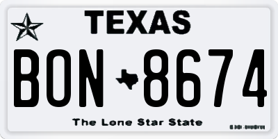 TX license plate BON8674