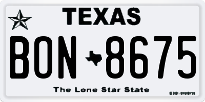 TX license plate BON8675