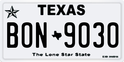 TX license plate BON9030