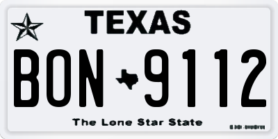 TX license plate BON9112