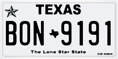 TX license plate BON9191