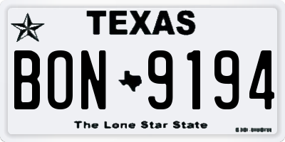 TX license plate BON9194