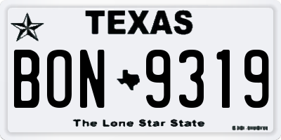TX license plate BON9319