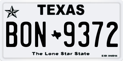 TX license plate BON9372