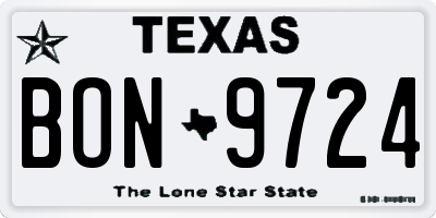 TX license plate BON9724