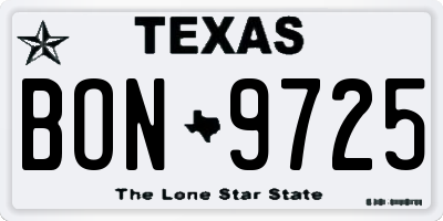 TX license plate BON9725