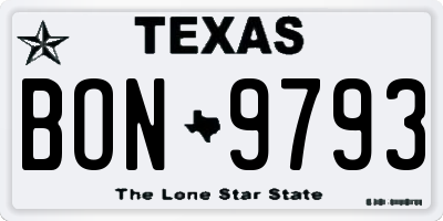 TX license plate BON9793