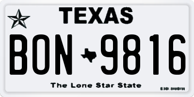 TX license plate BON9816