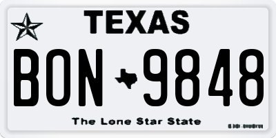 TX license plate BON9848